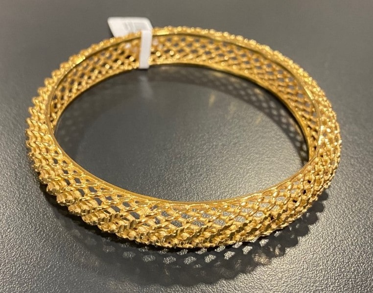 Bracelet Ancien Plaqué Or Filigrané Années 80 - Longueur 17,5 Cm, Breloque Ange Putti Vintage